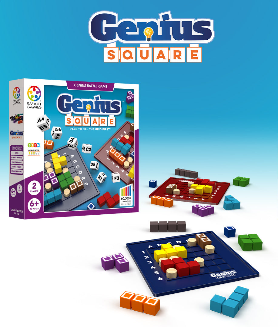 genius square box with game next to it